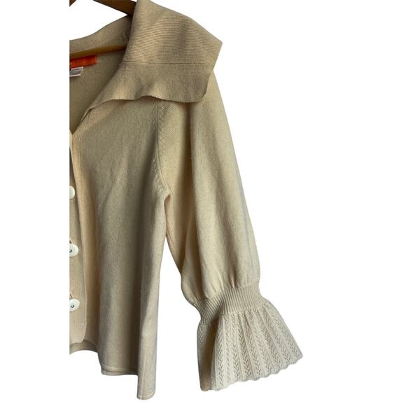 Cynthia Cynthia Steffe Large Cashmere Wool Blend Cream Shawl Collar Cardigan - Picture 4 of 7